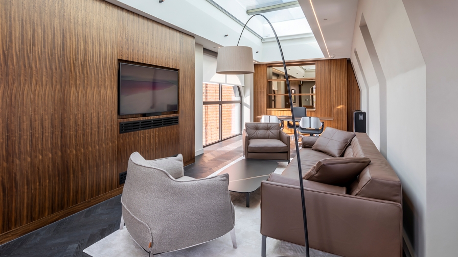 Executive office with lounge and skylight