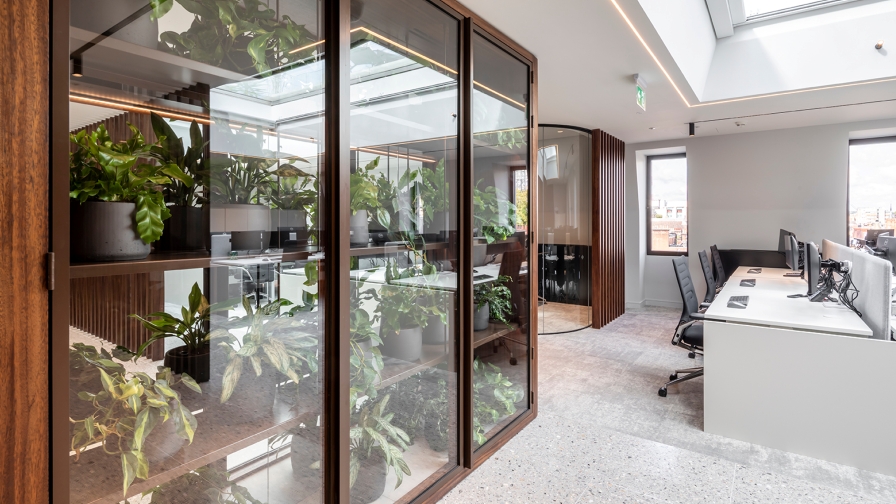 Terrarium with view to workspace