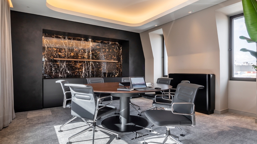 Meeting room with marble feature