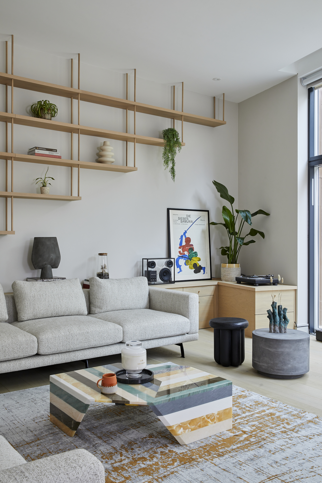 Bespoke shelving, storage and sofa by Origins Design