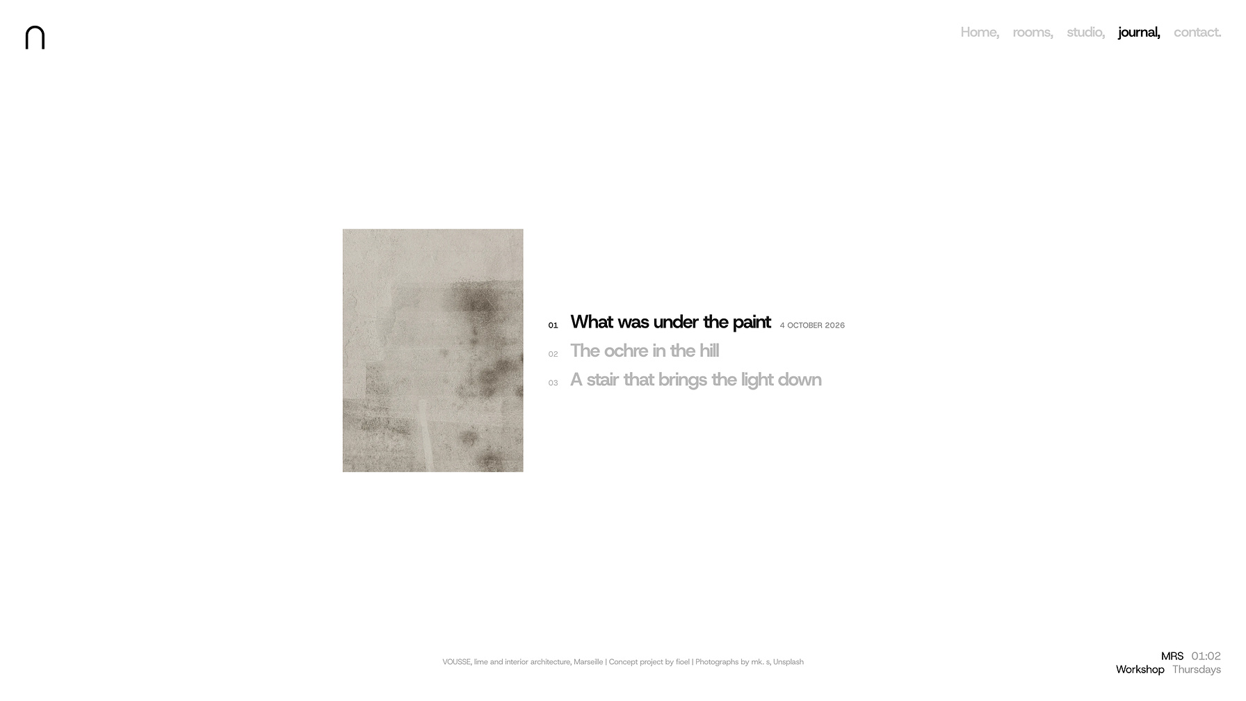 The journal page of the VOUSSE website, opening on the article What was under the paint