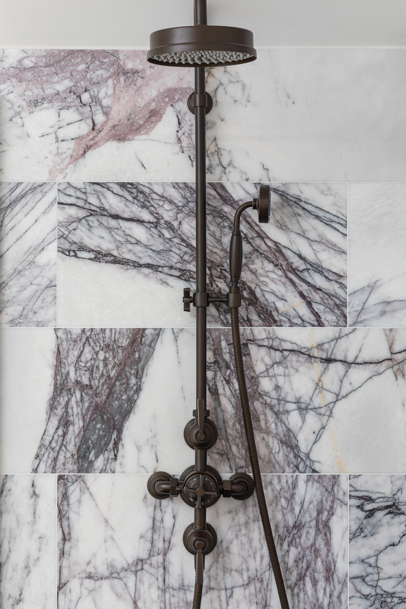 violette veined marble bronze Samuel heath brassier exposed shower