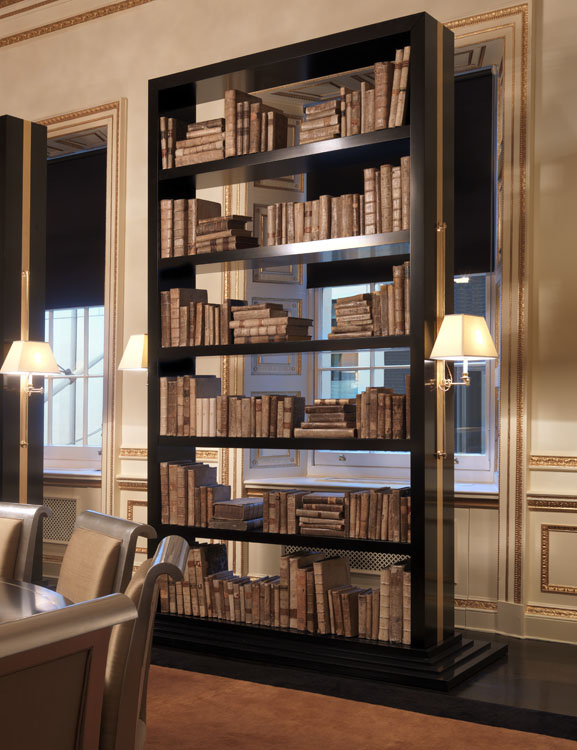 A bespoke bookcase allowing the light in.