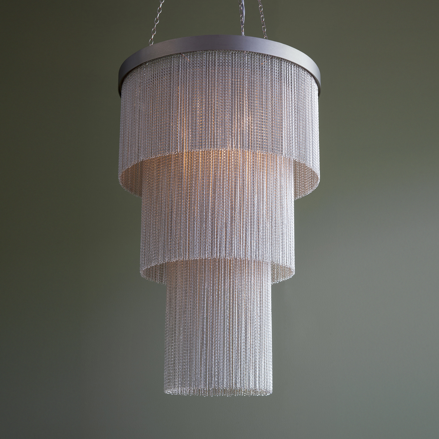 Long Silver Chain Chandelier by Tigermoth Lighting