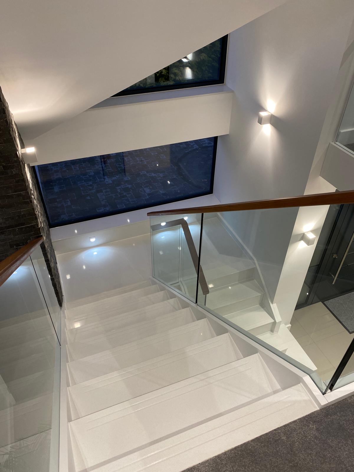 White Shimmer quartz staircase3
