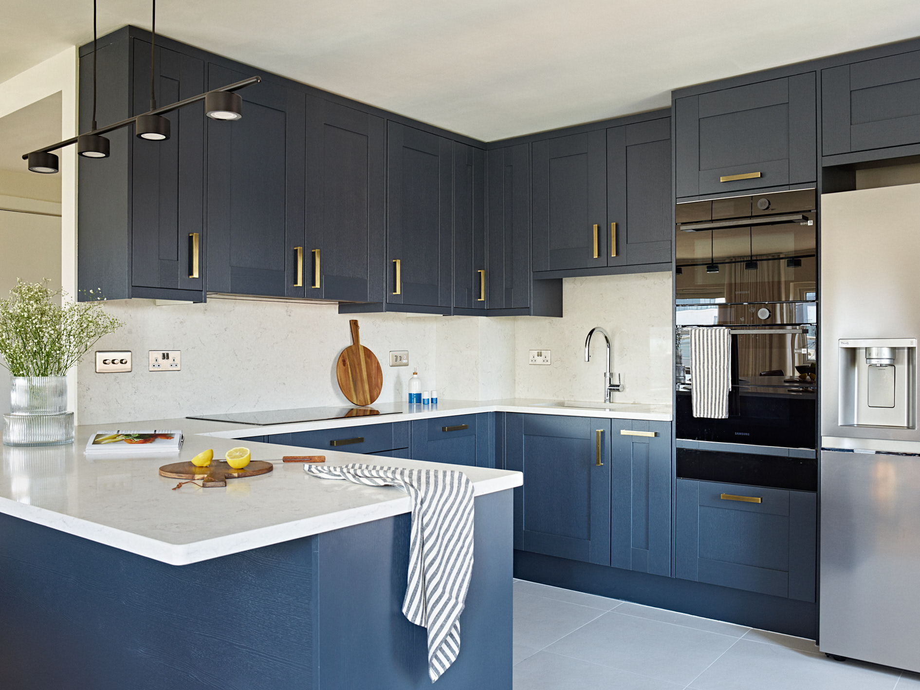 Modern Navy Kitchen- Penthouse Renovation - ACA Interiors