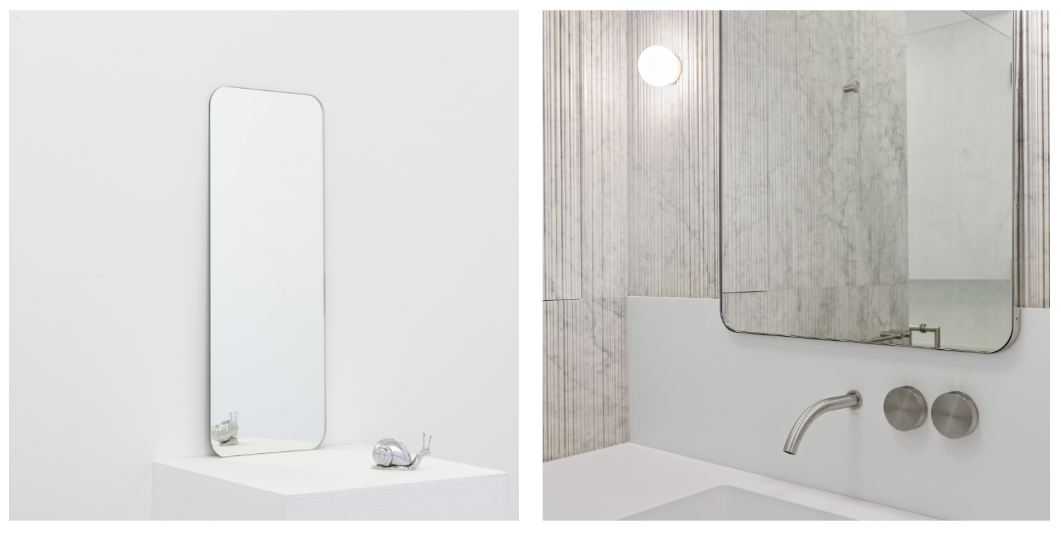 Alguacil Perkoff Rectangular Mirror with Stainless Steel Frame
