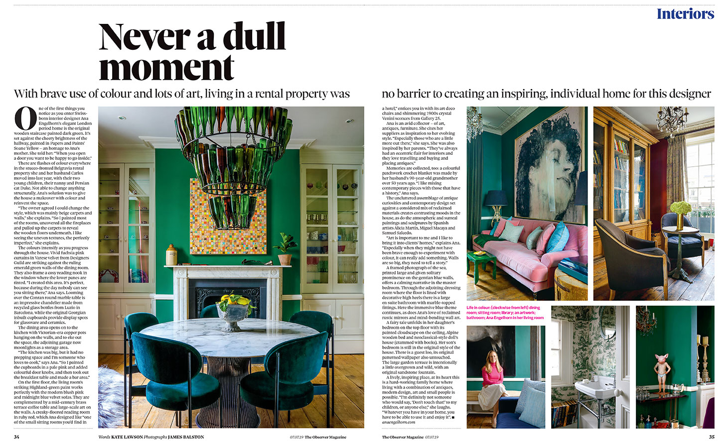 Magazine article about a London home with colourful interiors