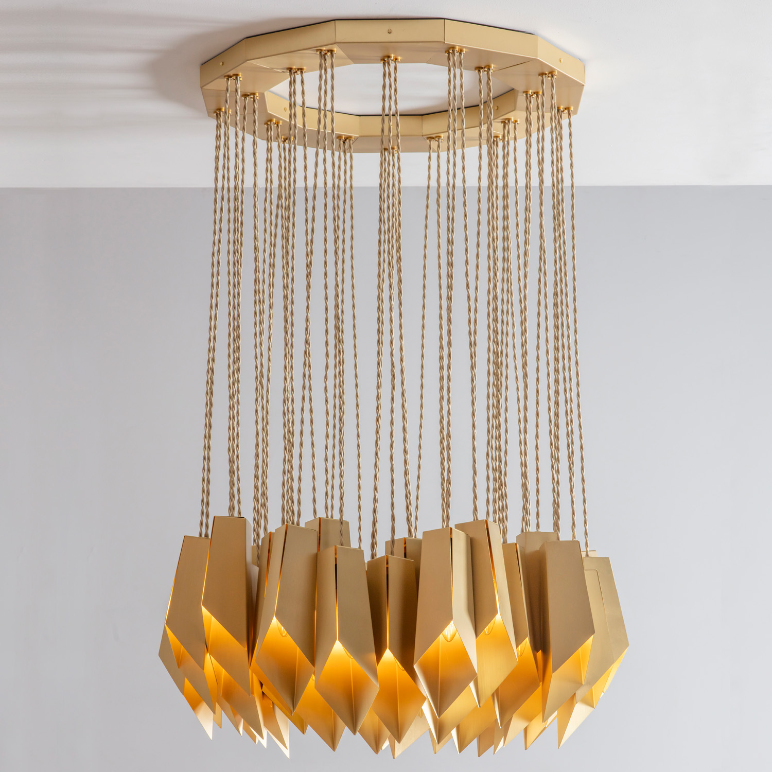 Brass Fold Ellipse Chandelier by Tigermoth Lighting