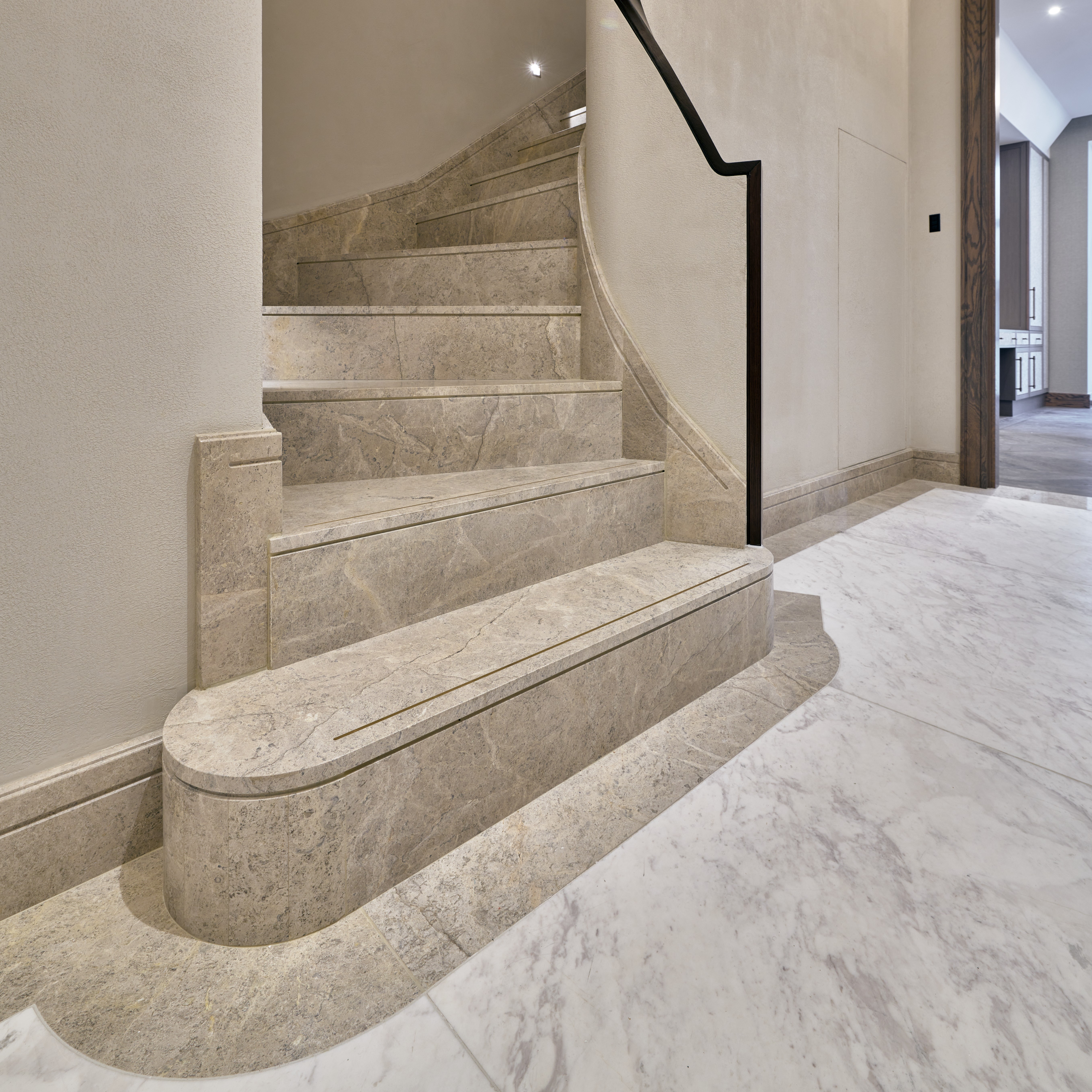 Marble staircase and hall floor
