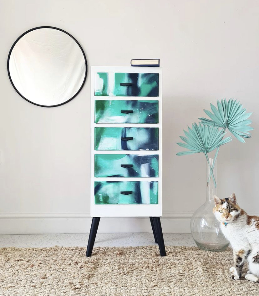 Hand Painted Tallboy Drawer Unit from Chloe Kempster Design
