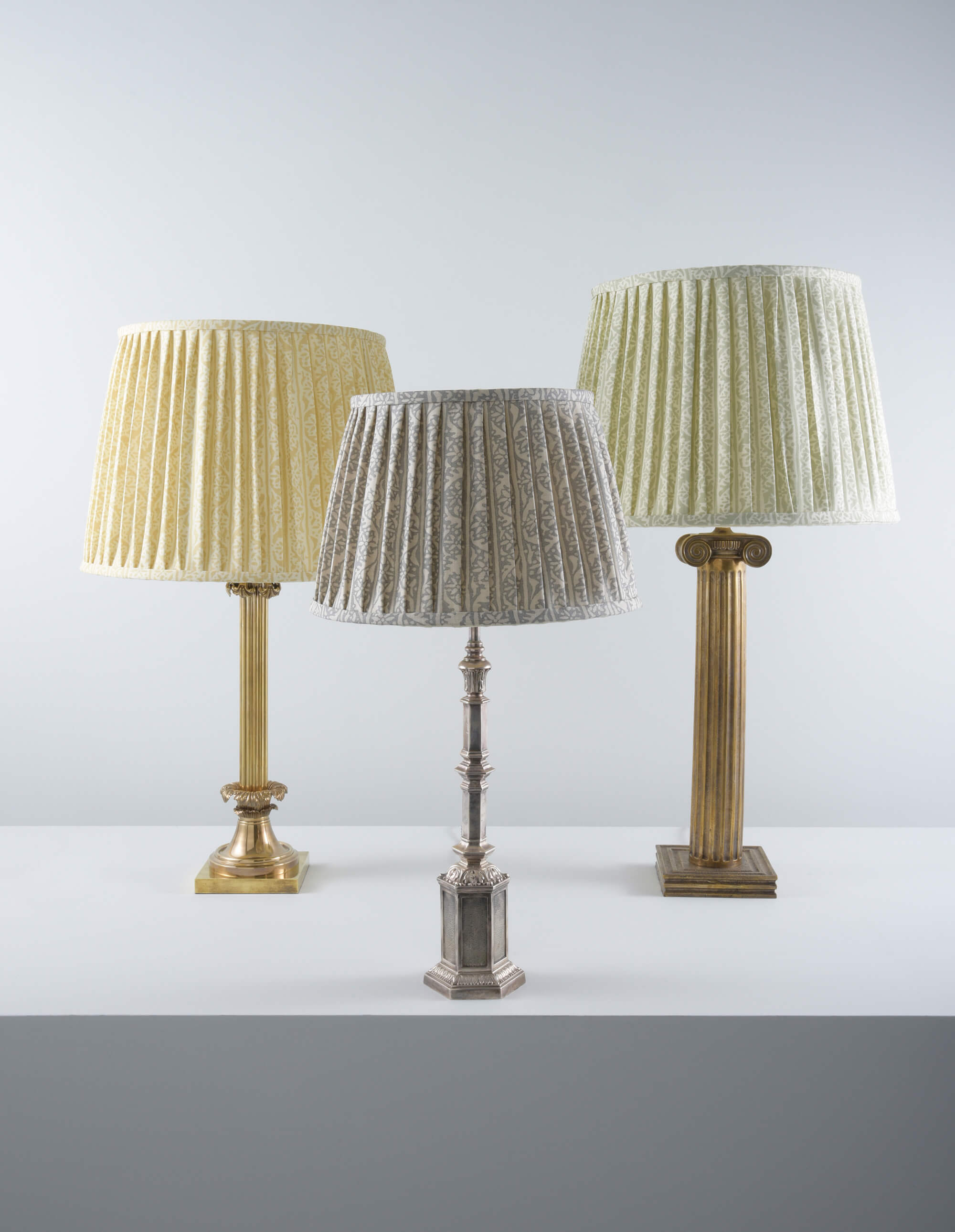 Neoclassical solid brass table lamps by Collier Webb