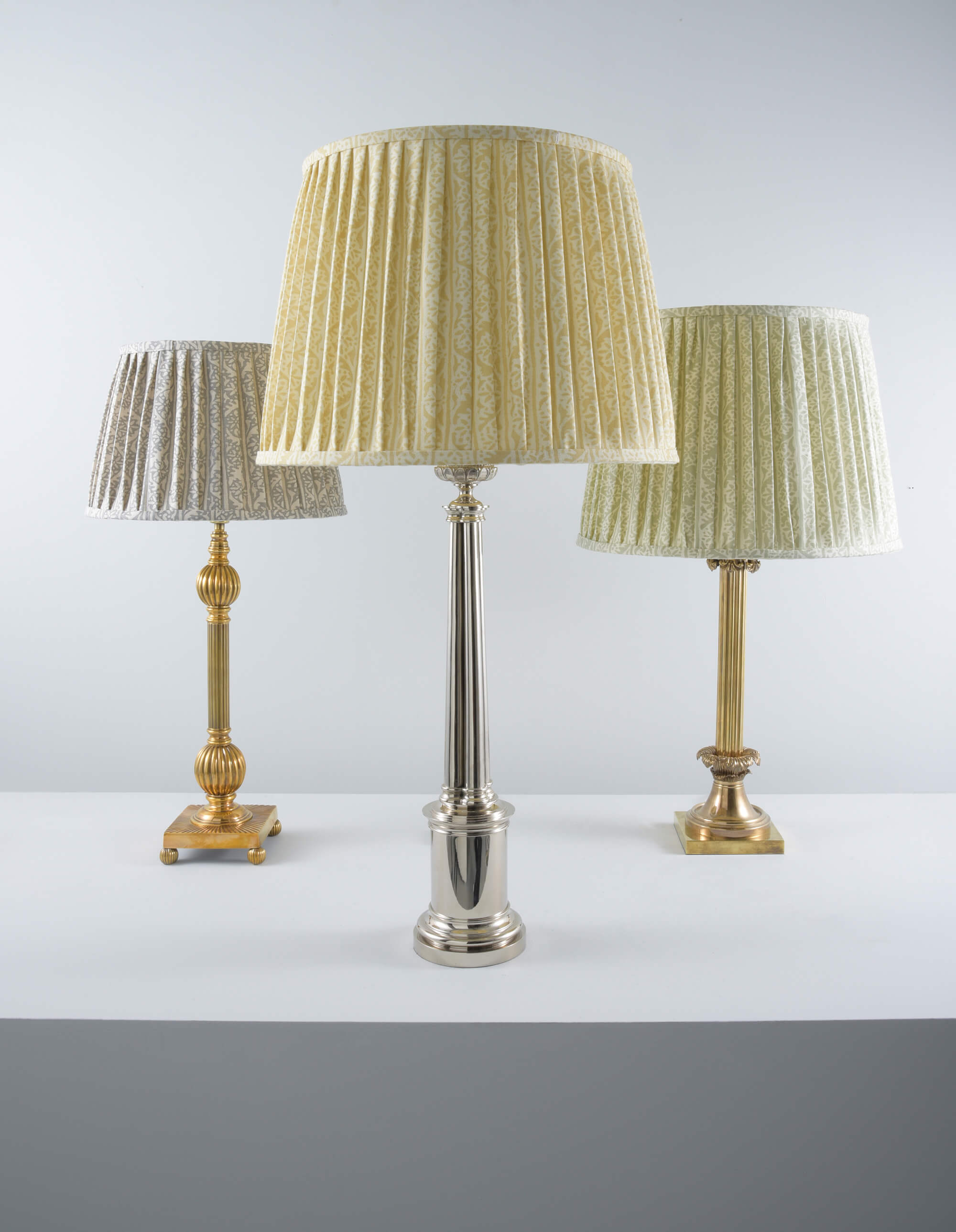 Neoclassical solid brass table lamps by Collier Webb