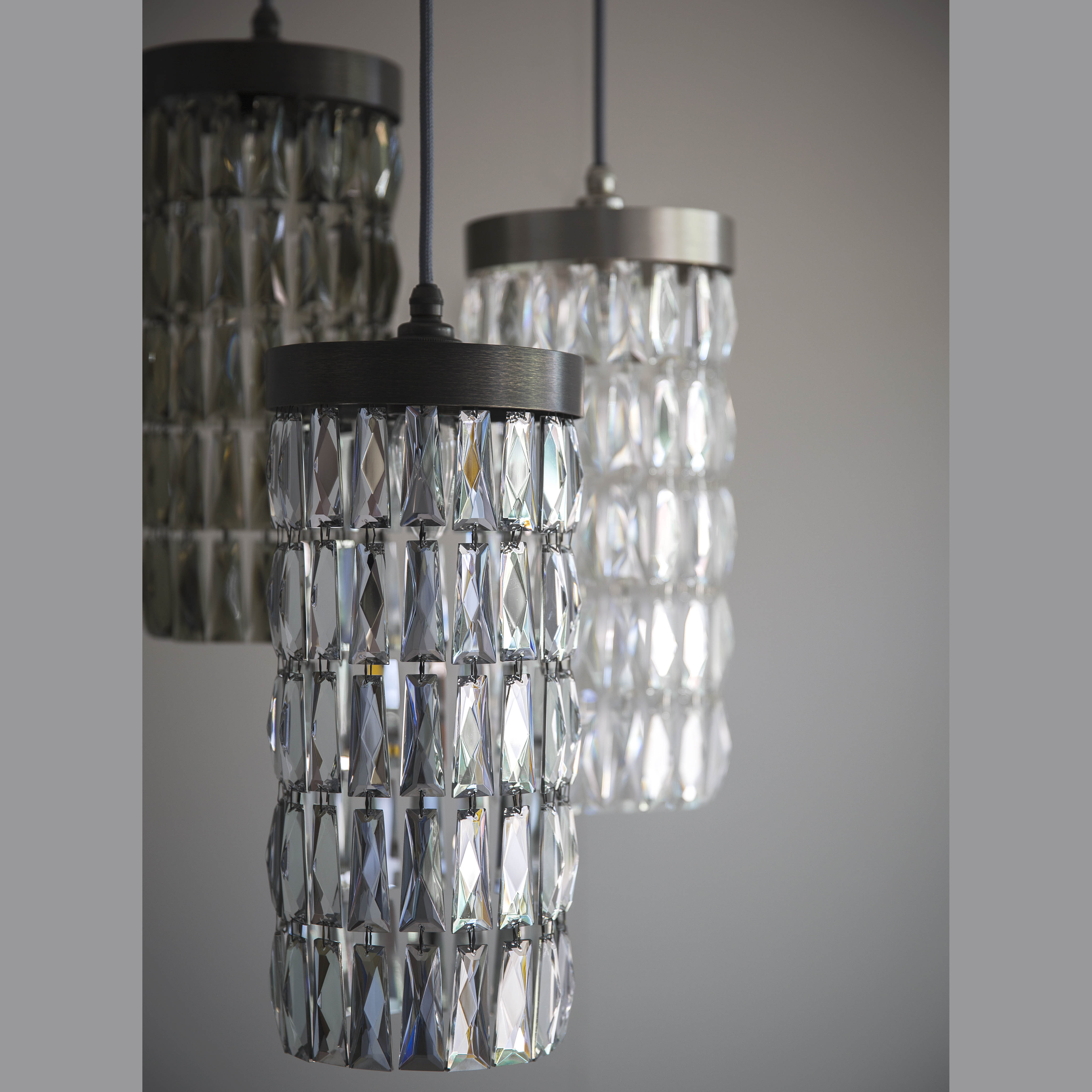 Smoke, Mirrored and Clear Crystal Maxi Pendant Lights
