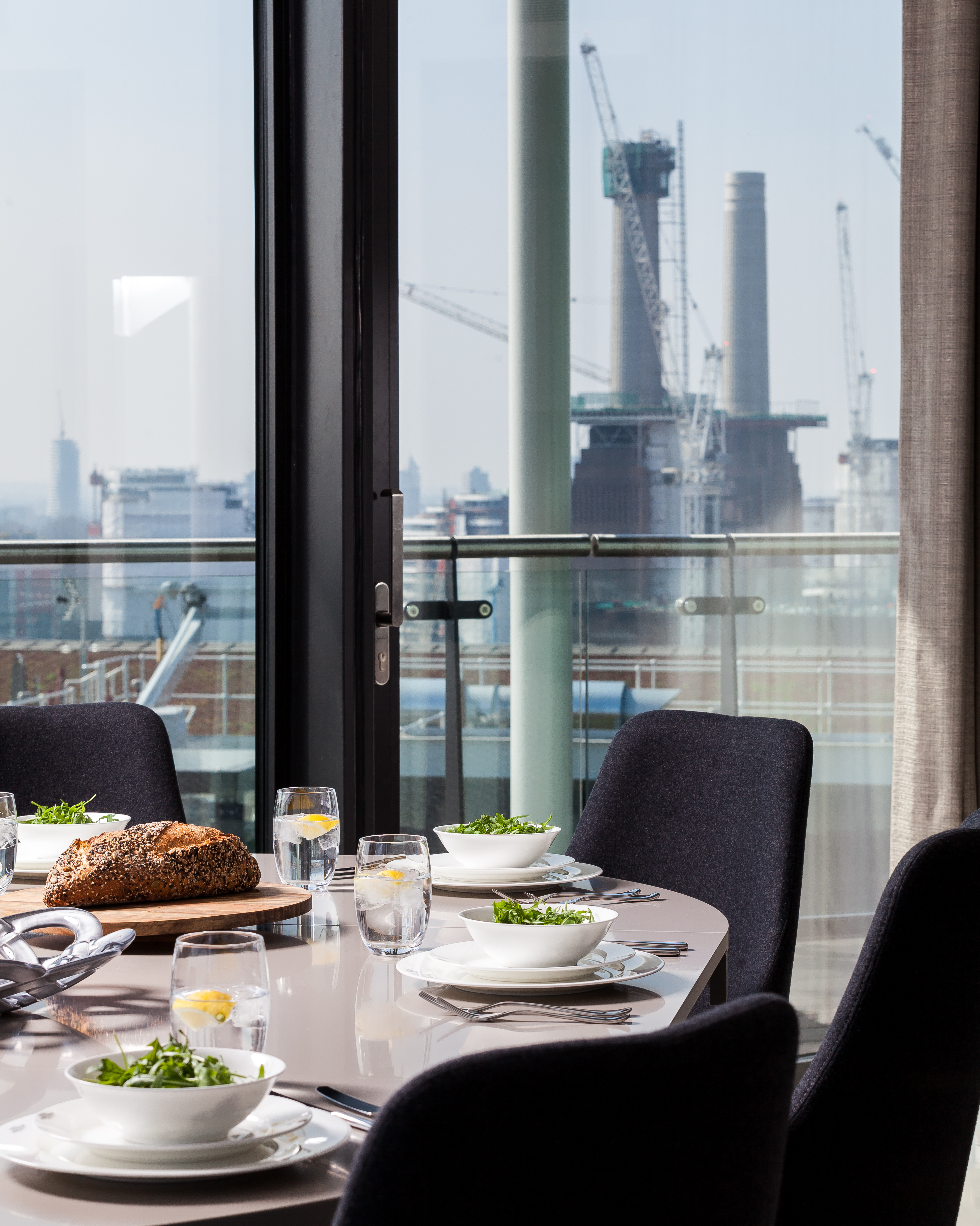 Dining overlooking Battersea Power Station