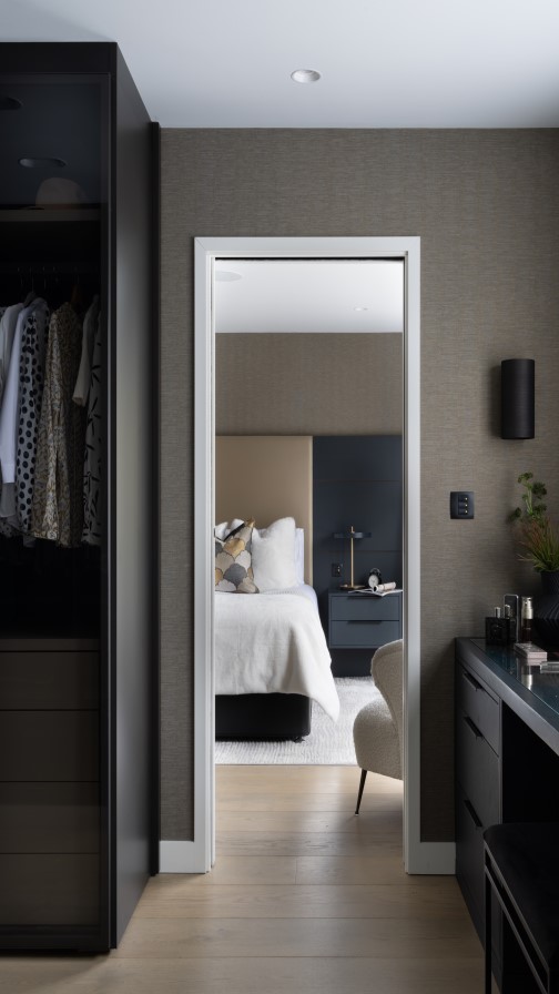 Master bedroom, dressing room, connecting pocket doors