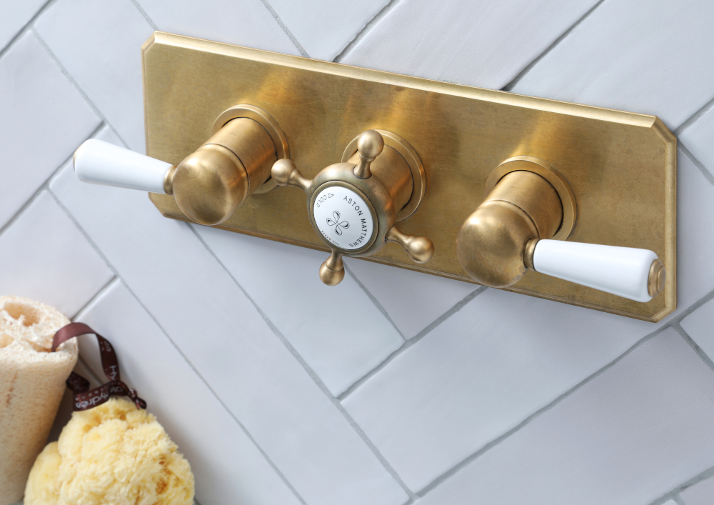 Brushed brass shower fittings