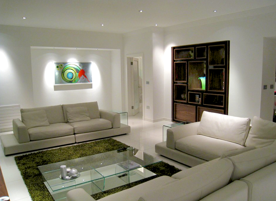 Contemporary Living Room with an emphasis on colour & lighting