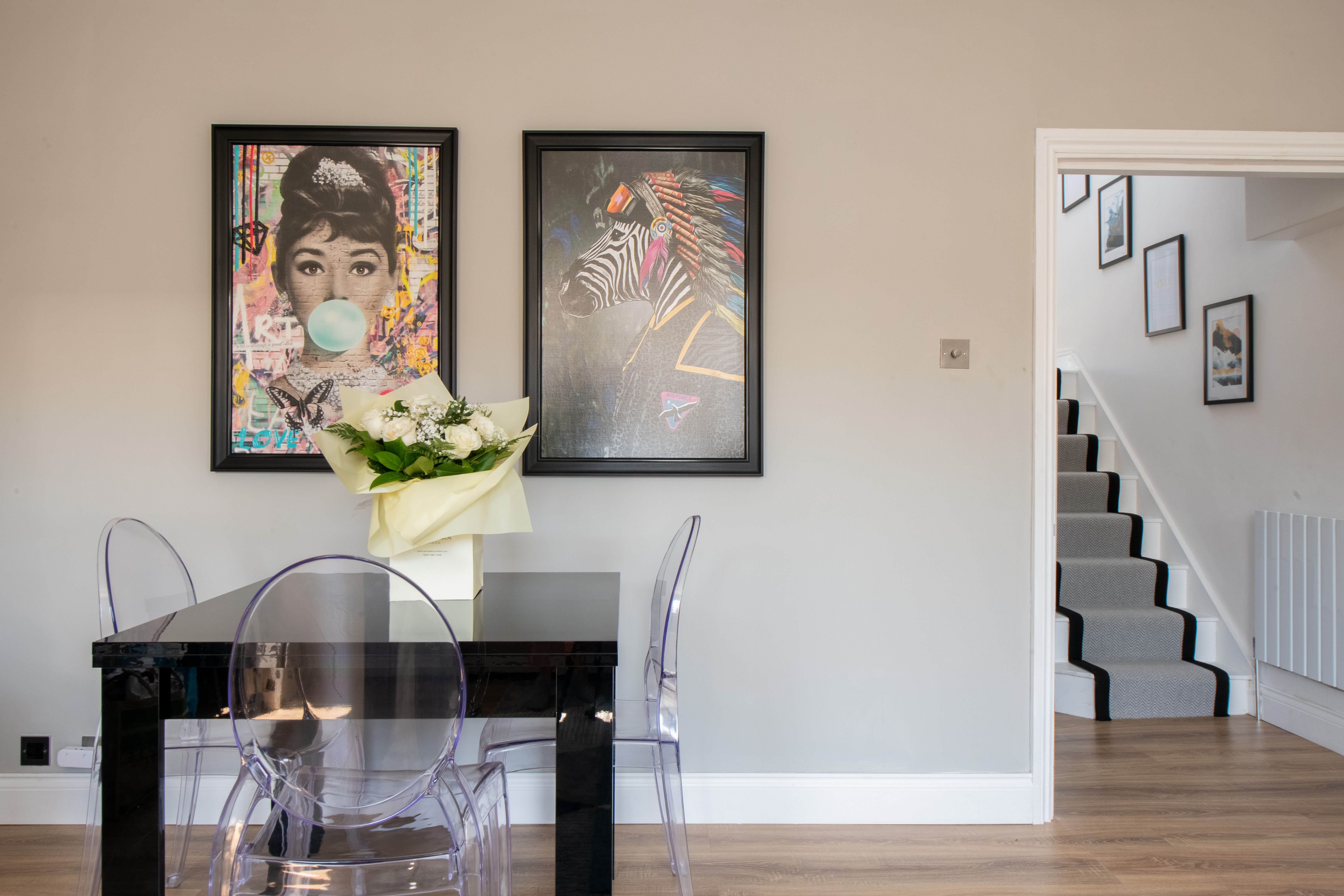Dining Room - Cartel chairs and Audrey Hepburn paint