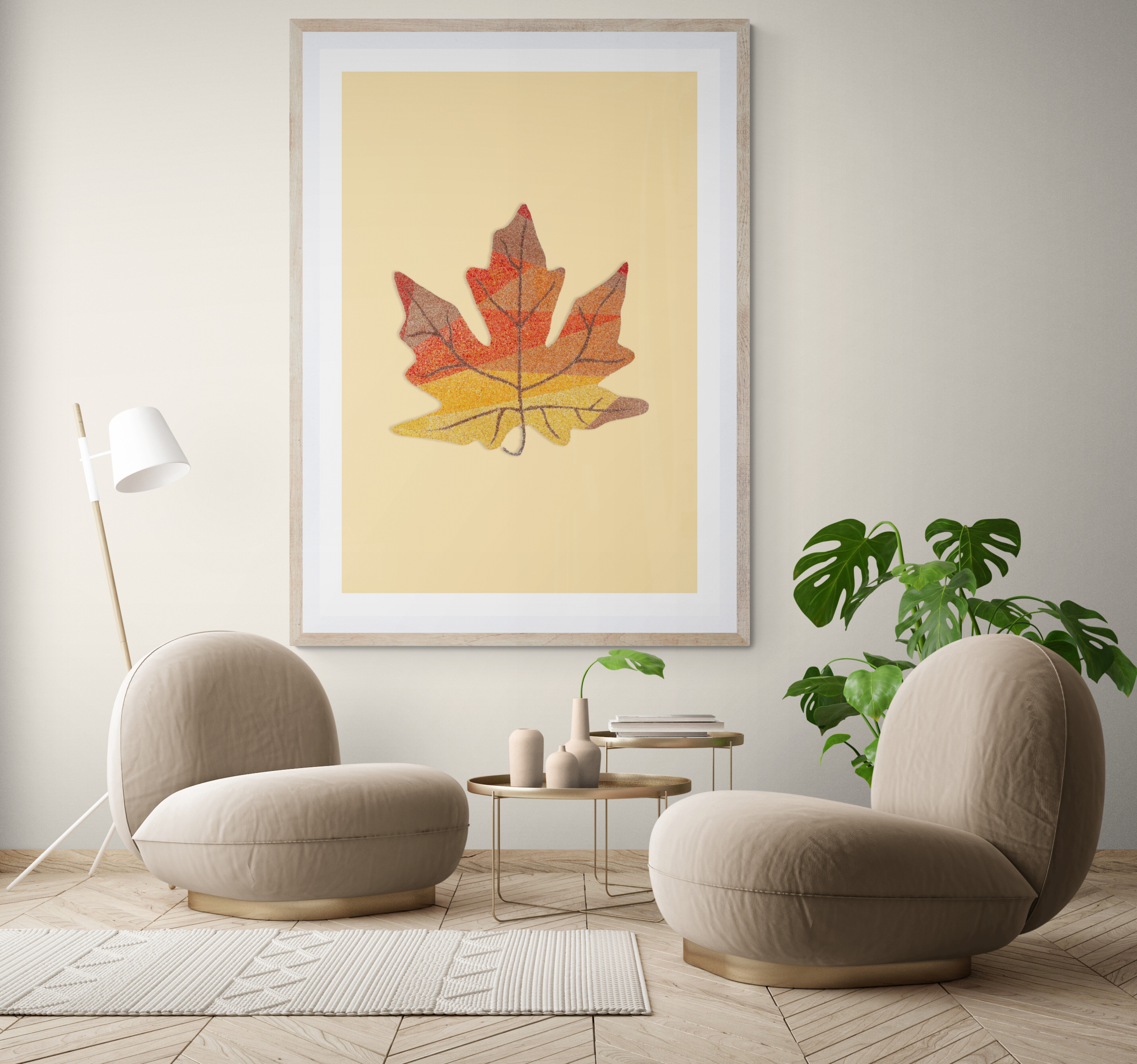Yellow Trian Brown in a living room scene.