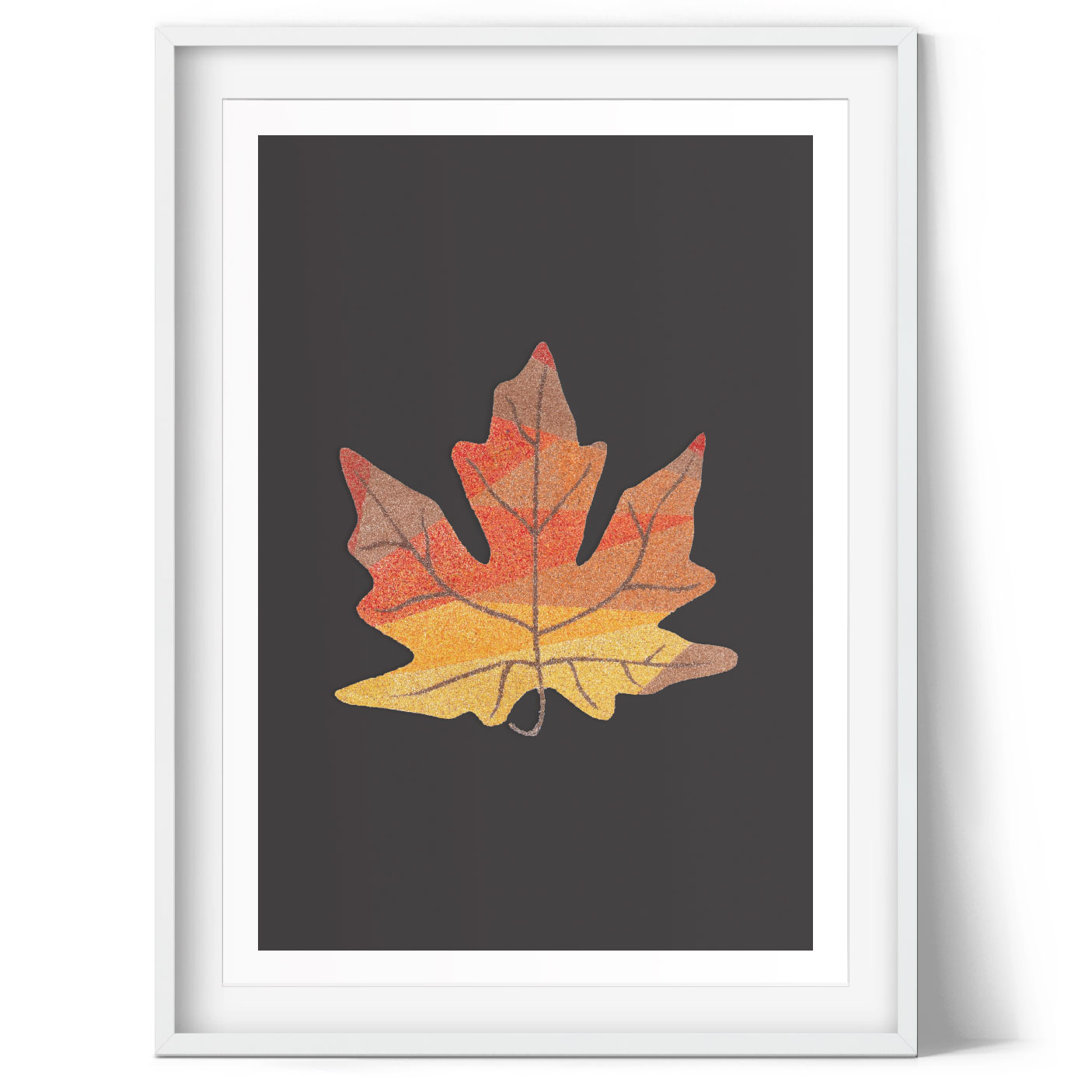 The Trian Brown leaf painted with sand.