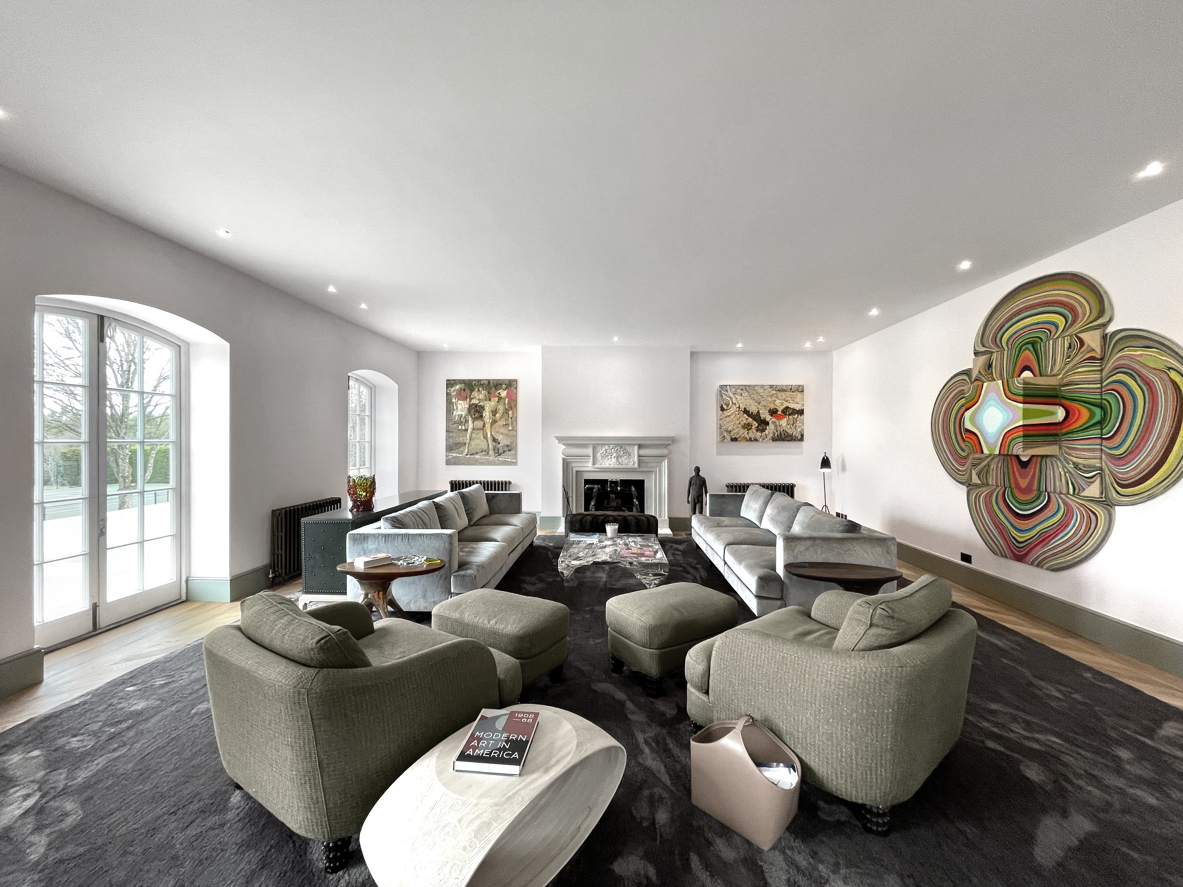 Formal living room with fireplace and lounge
