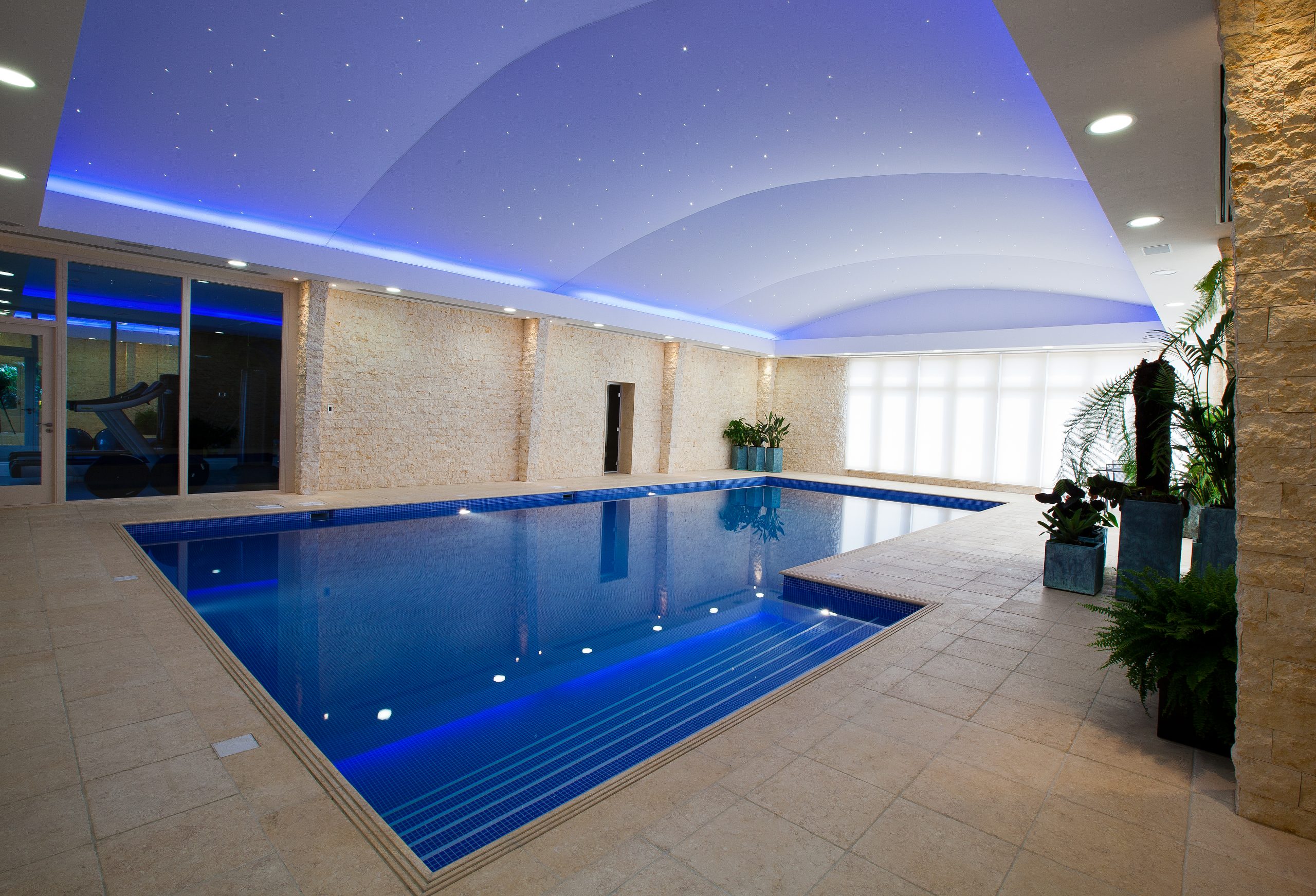 Pool with lighting control and audio video system.