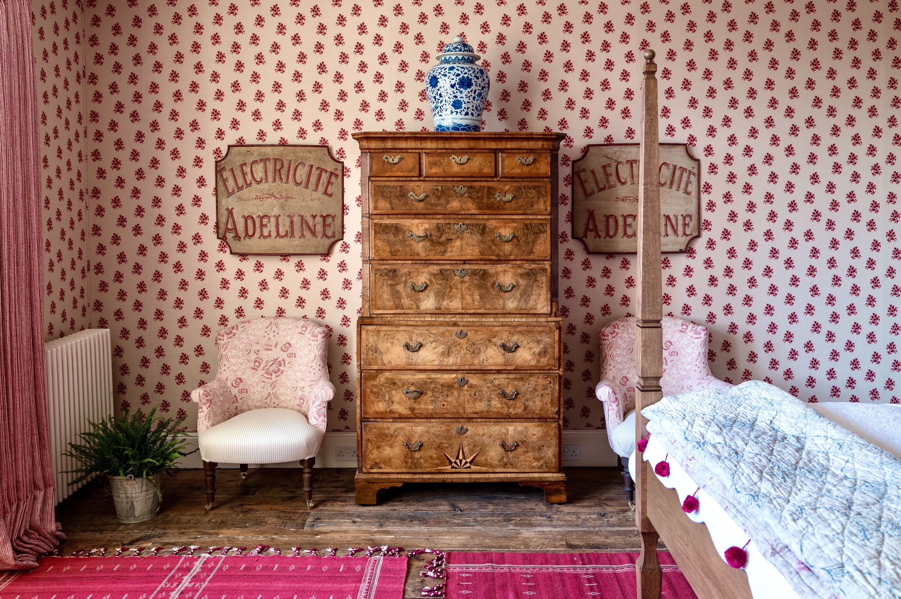 antique furniture fabric walling 