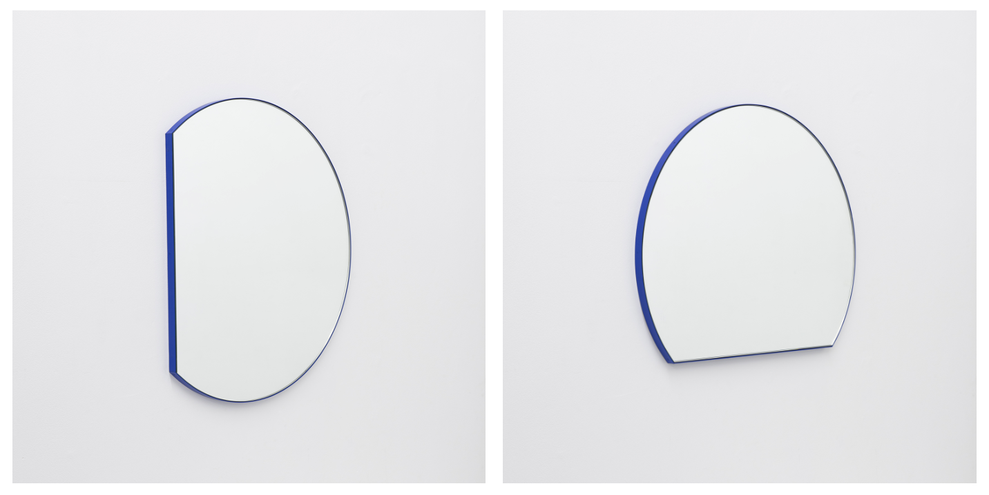 Trecus Cropped Circular Mirror with Blue Frame