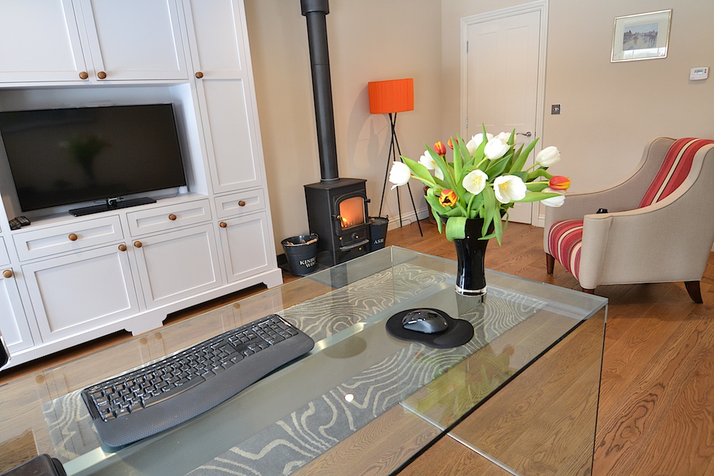 A home office in a quiet area of this family home