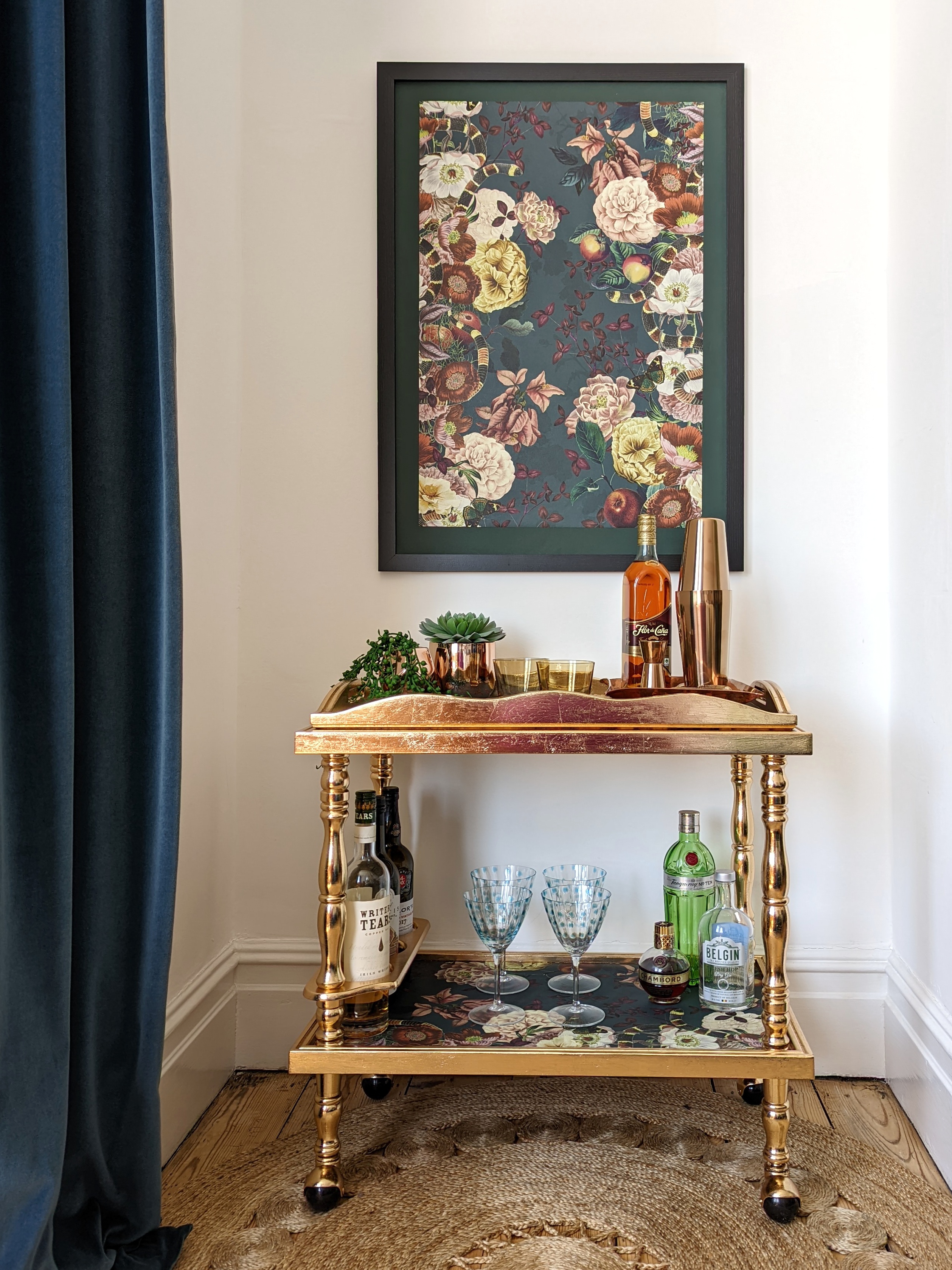 The House of Upcycling: Gilded & Decoupaged Vintage Bar Cart from Webb & Gray