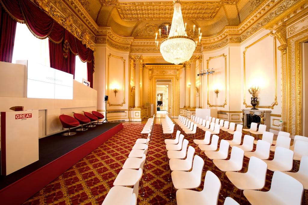 A highly ornate room became one of the conference areas