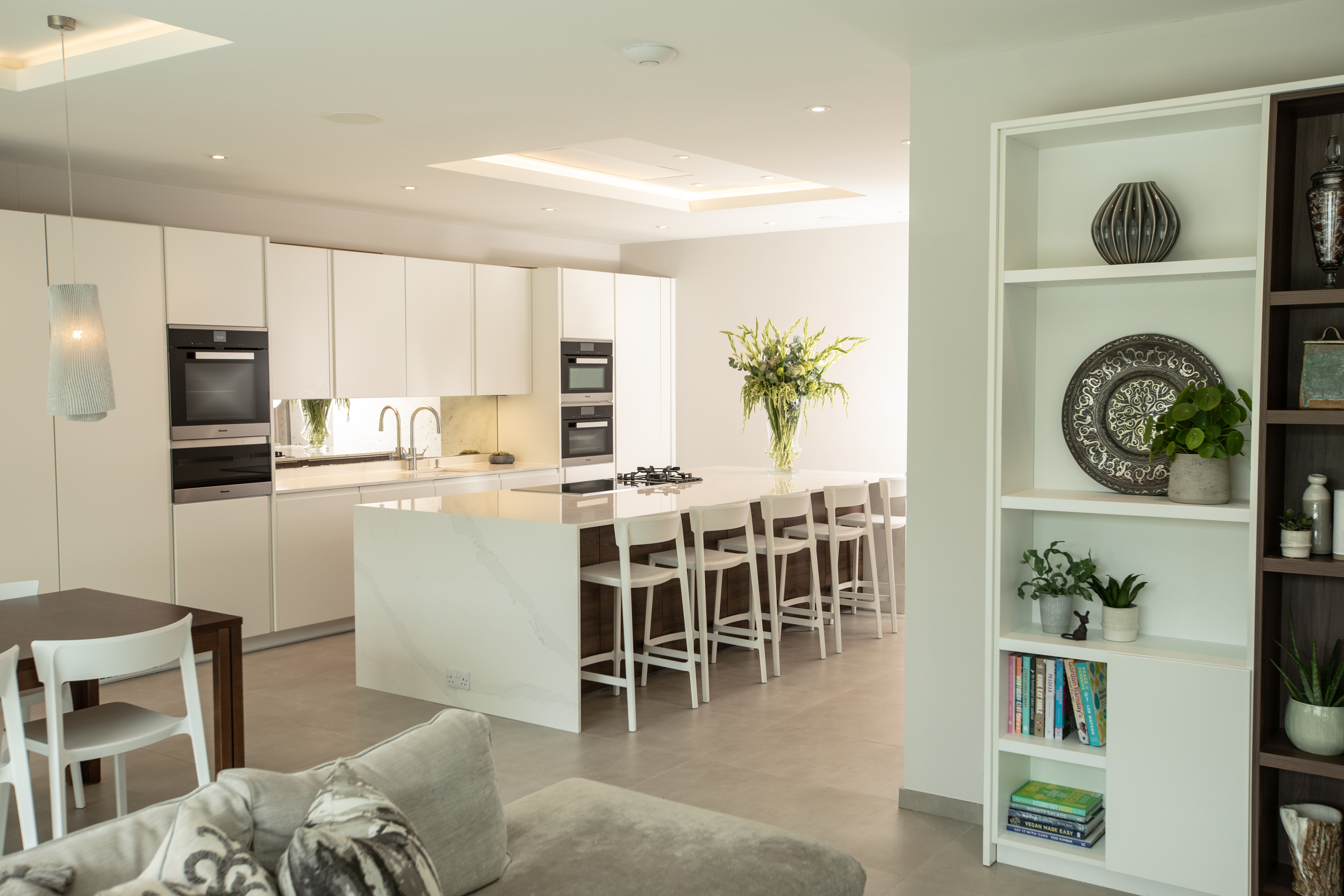 Kitchen extension contemporary white and walnut