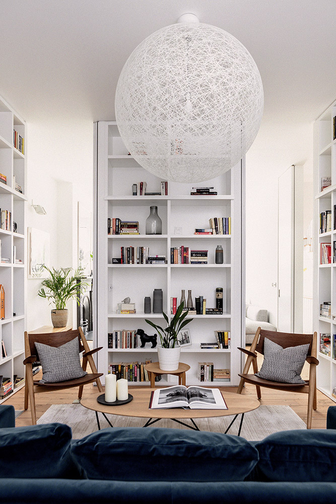 Scandi inspired home library