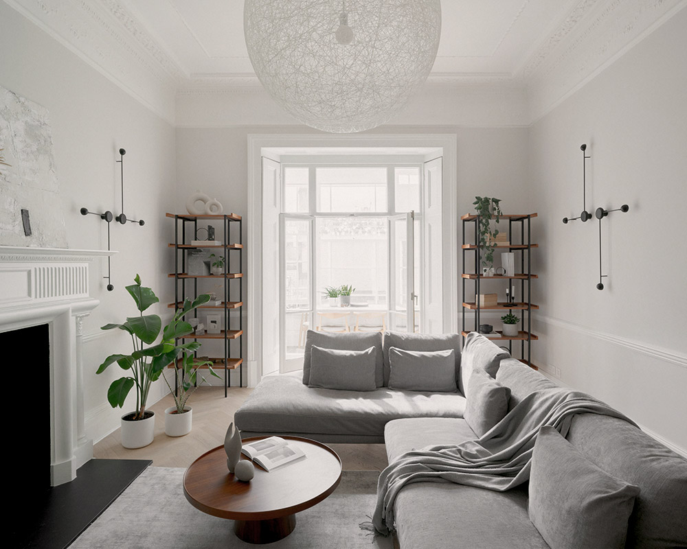 Scandi style living room in a period building