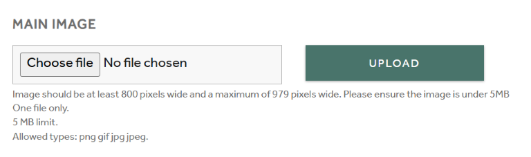 Main image option on Partners page with an option to upload an image
