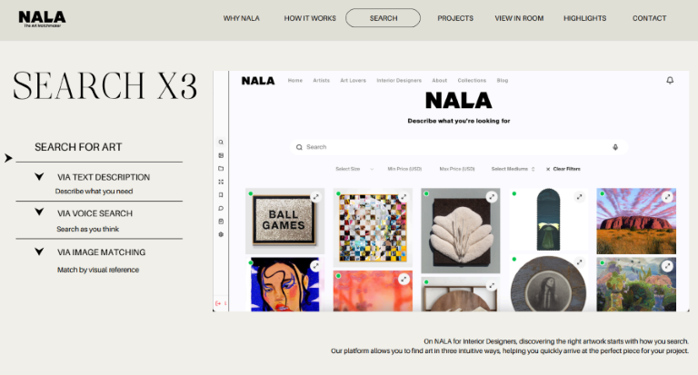 NALA website showing search options
