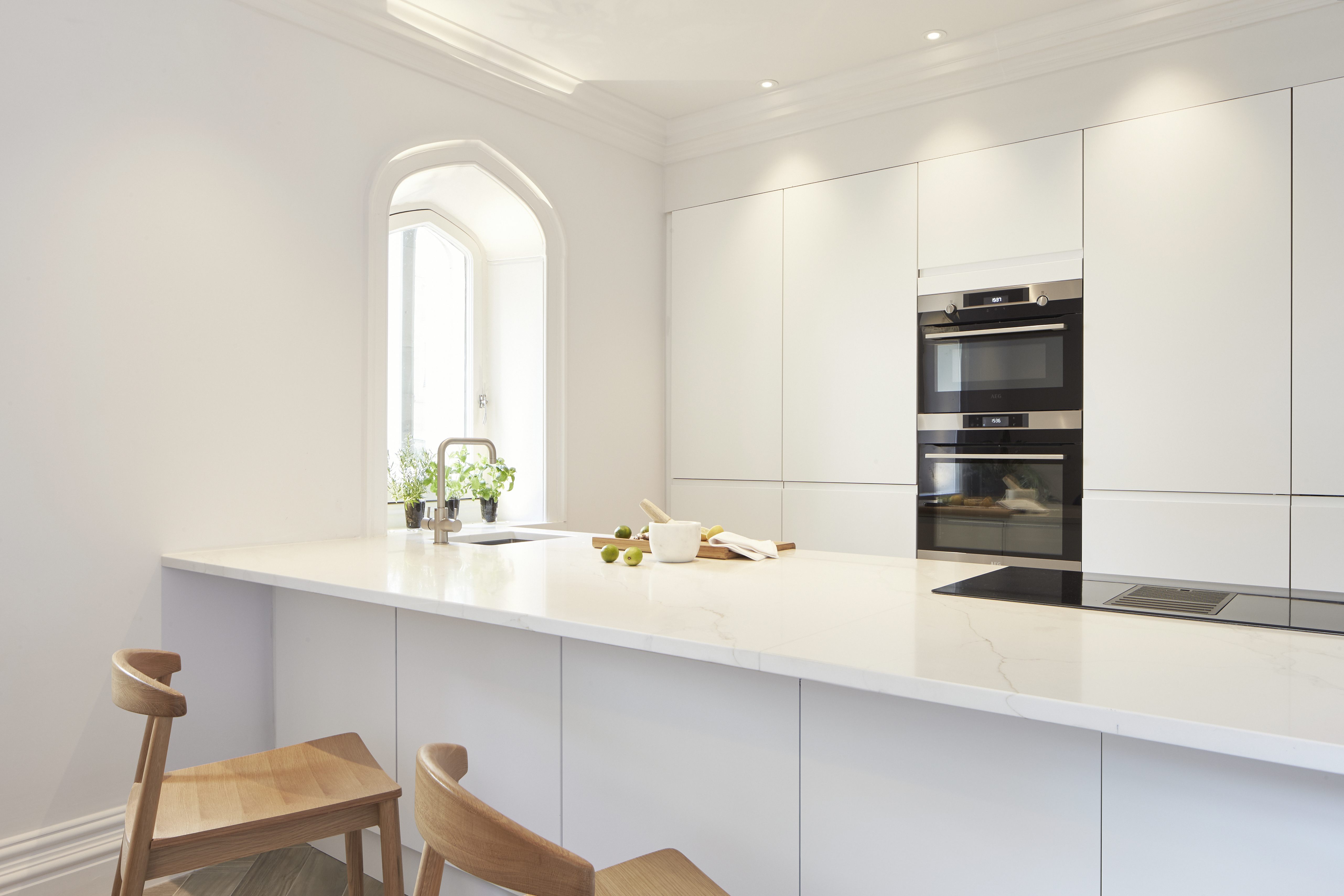 Minimal white kitchen with Scandinavian influence
