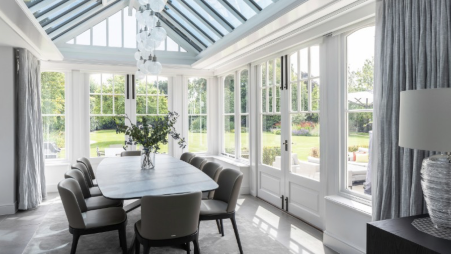 Newly created dining space in old, unused  playroom