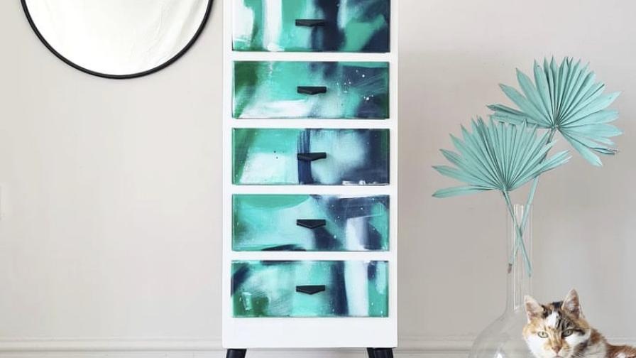 Hand Painted Tallboy Drawer Unit from Chloe Kempster Design