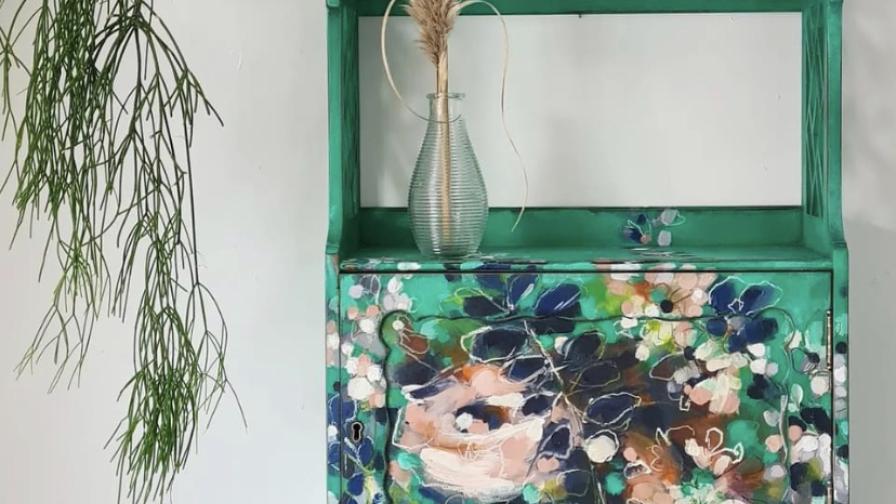 Hand Painted Floral Design Wall Unit from Chloe Kempster Design