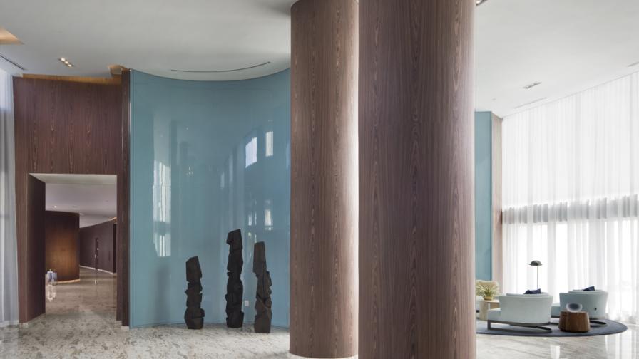 SanFoot real wood veneer, direct application wallcovering, Acho Aventura, Miami Florida, Residential