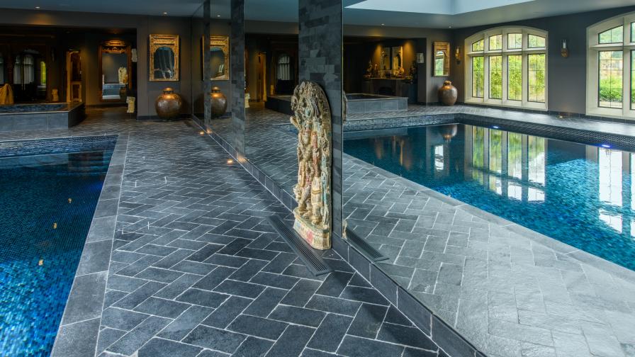 Luxury stone surfaces provided by Lapicida for client swimming pool