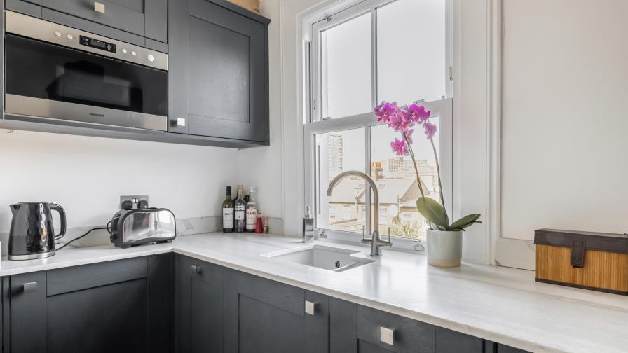 dark blue kitchen