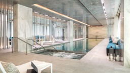 Landmark Place Pool Area with Bespoke Decorative Laminate Glass Walls