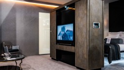 Hotel room design with future implementation of digital products and bathroom