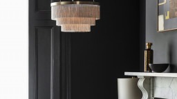 Tigermoth Lighting Silver Chain Chandelier and Surface Table Lamp
