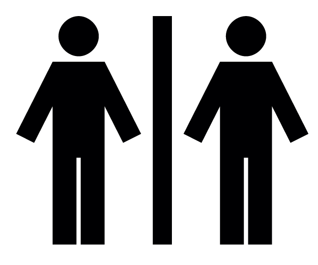 two stick men divided by a wall