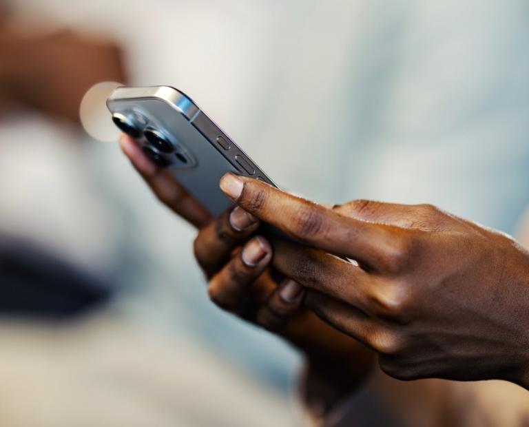 Woman holding phone