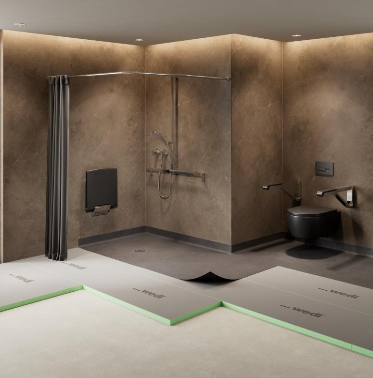 The Fundo Solido shower element is designed specifically for environments where reliability, hygiene and longevity are critical. Its particularly pressure-resistant PET core makes it the ideal solution for shower areas with PVC coverings in hospitals, nursing homes and assisted living facilities.